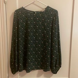 GUC green floral blouse by LOFT